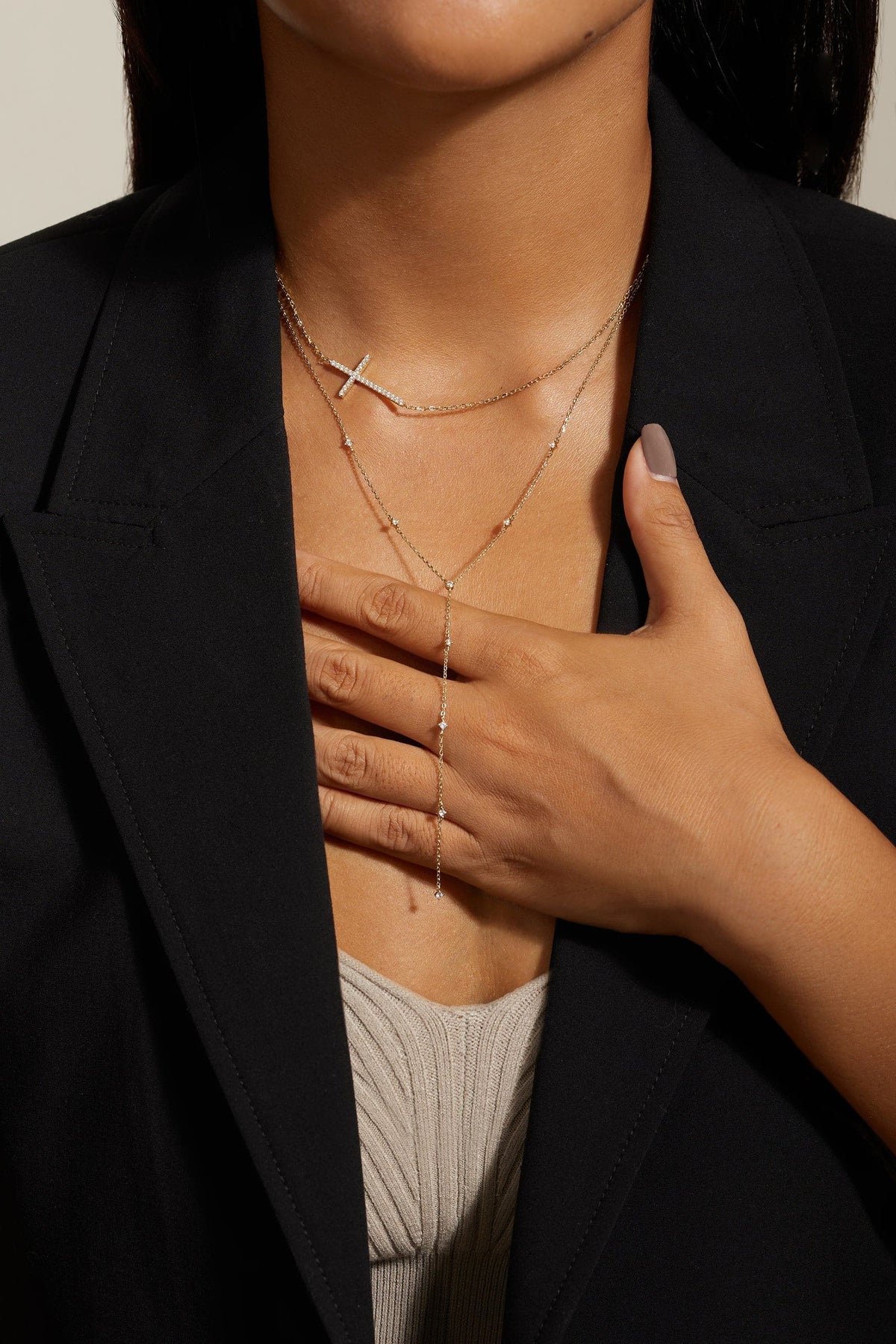Horizontal CZ Cross Necklace