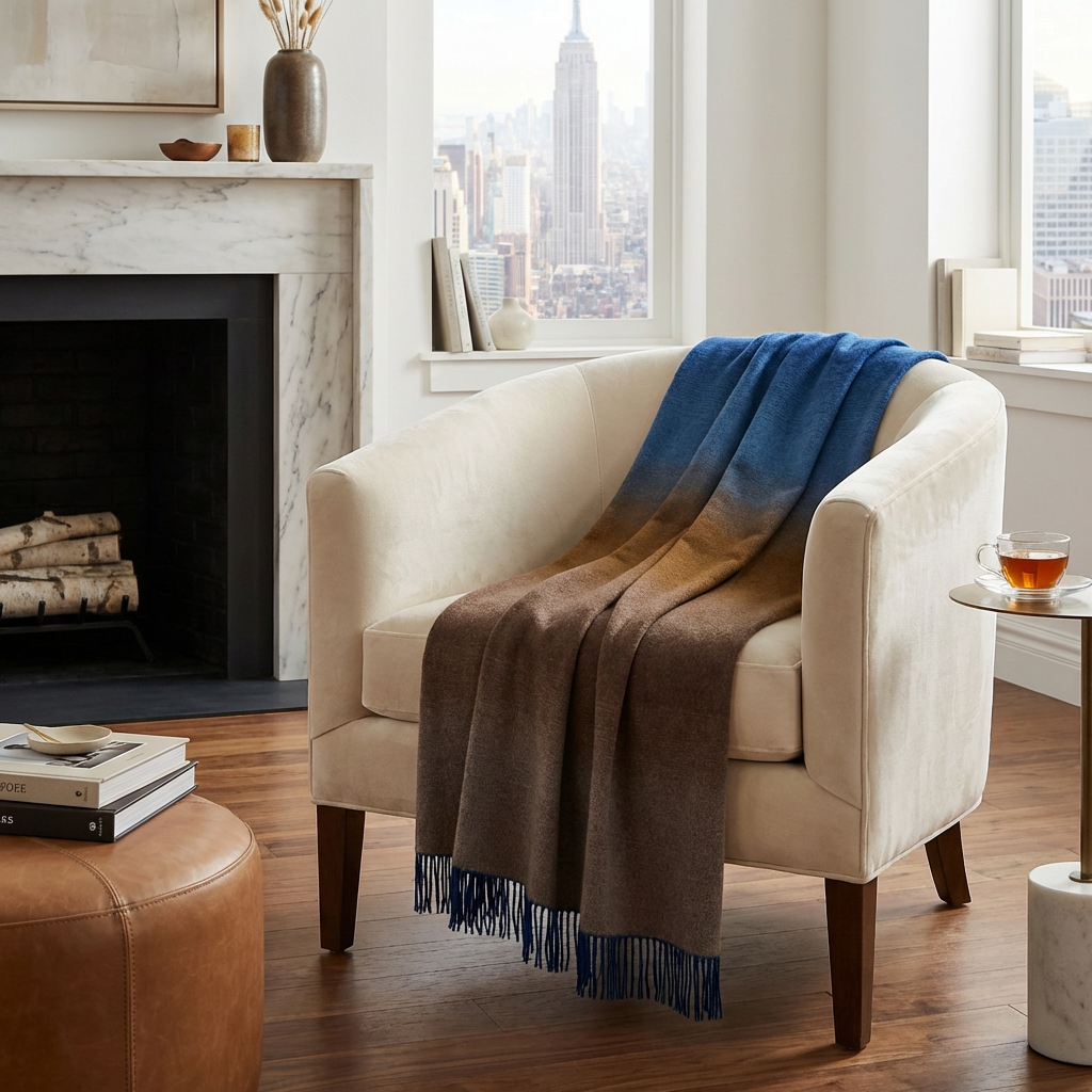 Whisper Ombre Merino Wool Throw – Horizon | Prince of Scots