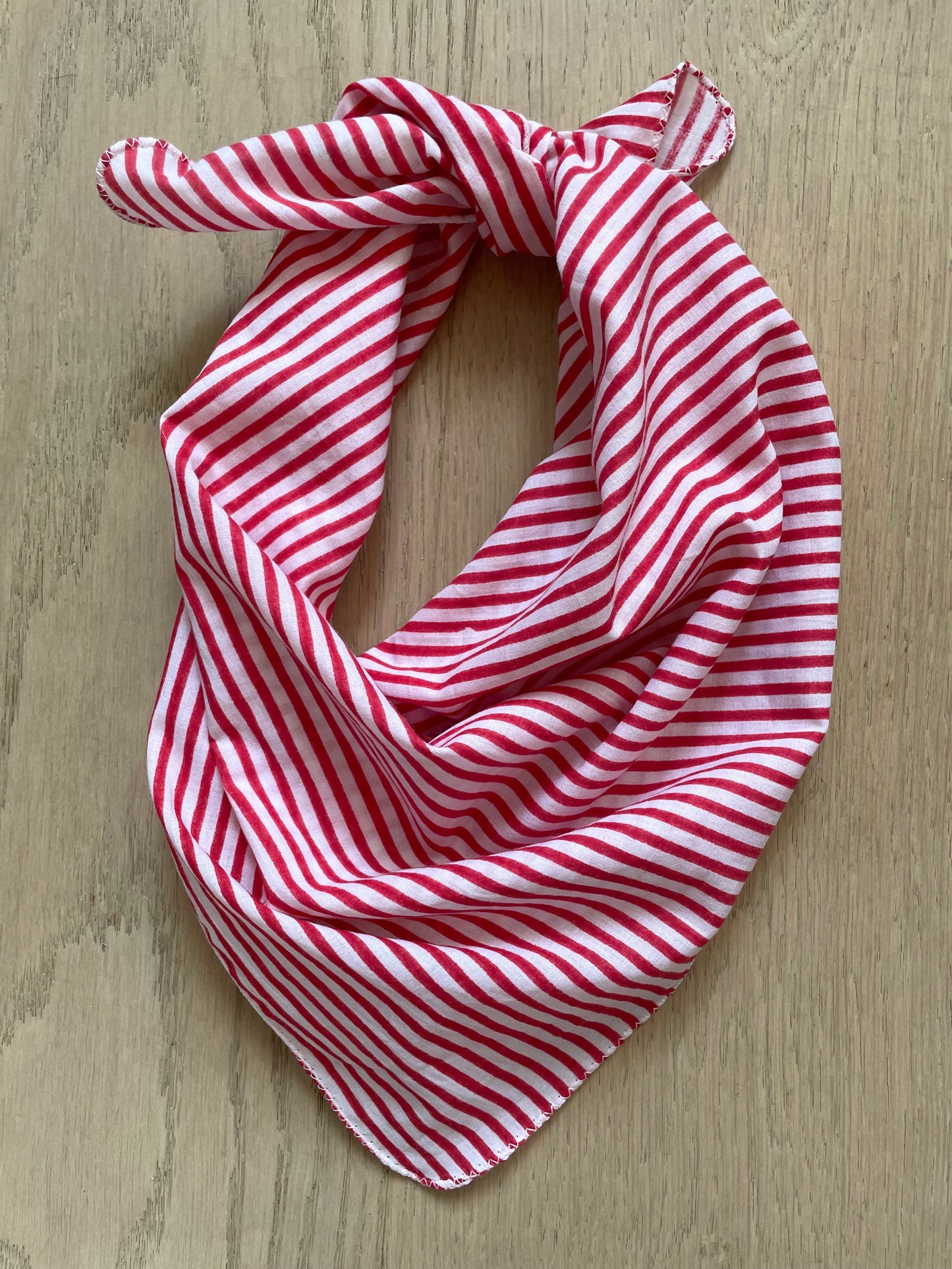 Bandana Scarf - Menswear Stripe Cherry Red Square