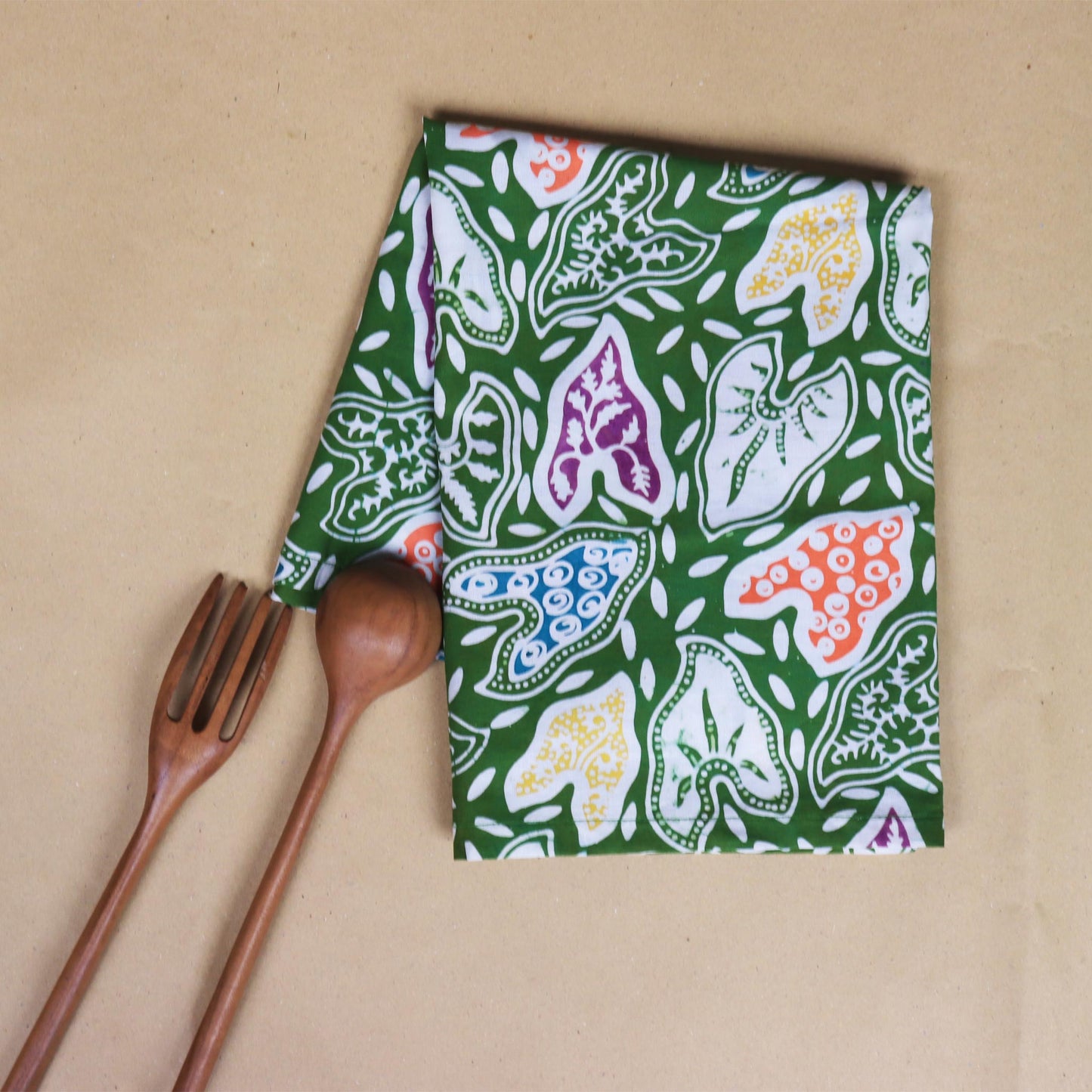 Batik Tea Towel Hand Dyed, Taro Leaf, Hand Dyed, 100% Cotton