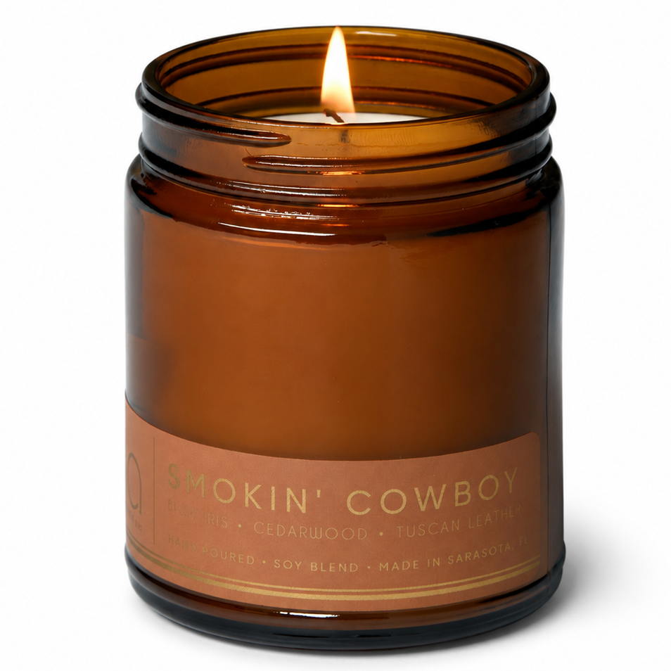 Smokin' Cowboy Tuscan Leather & Sandalwood Soy Blend Candle