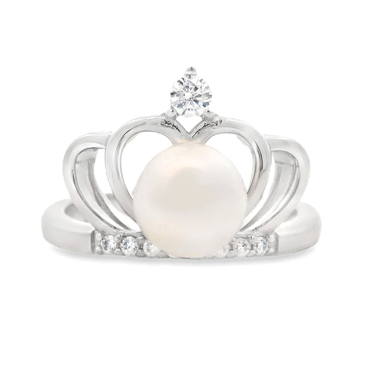 925 Sterling Silver Ring with Pearl Size 9