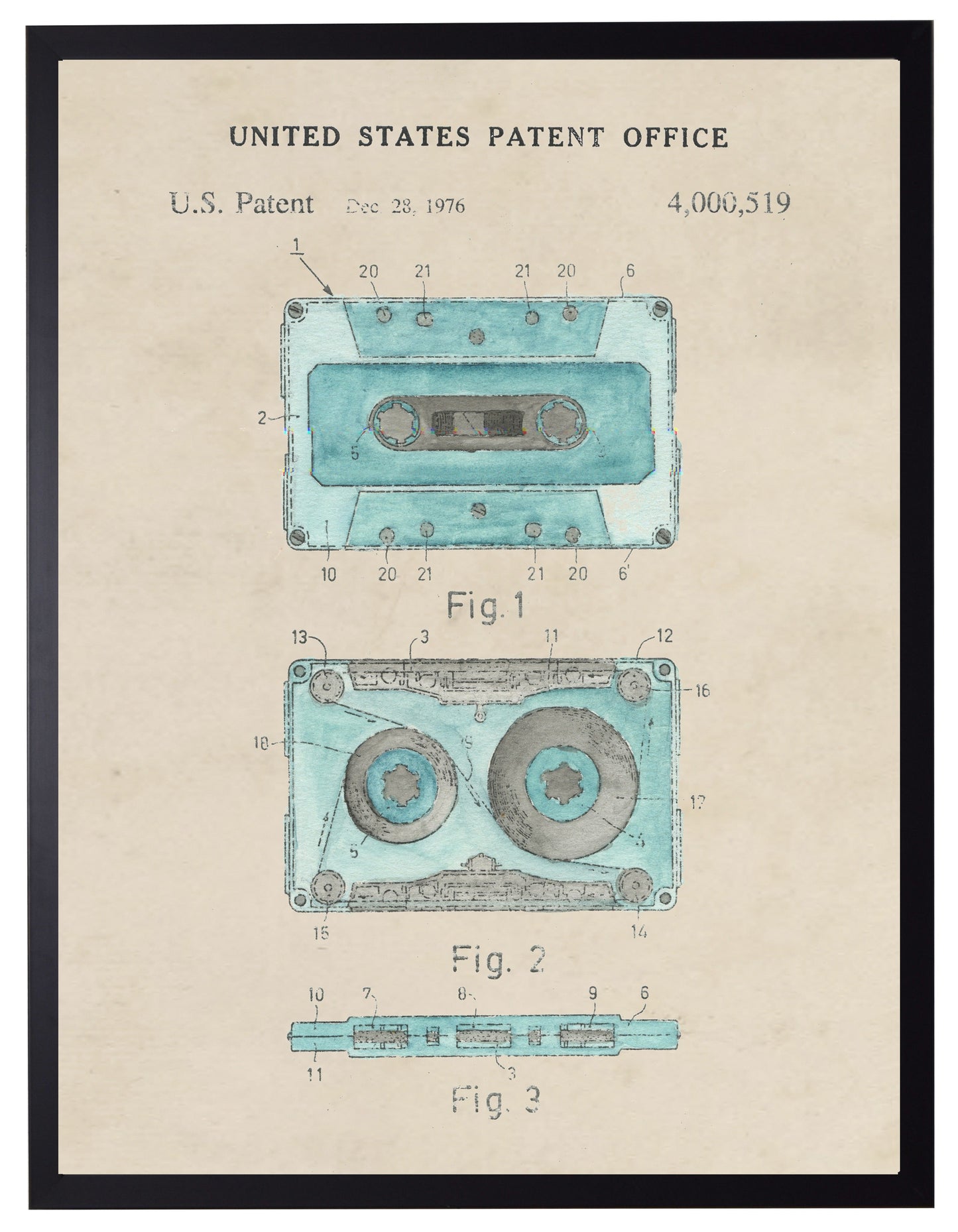 Cassette Tape Patent in Black Frame