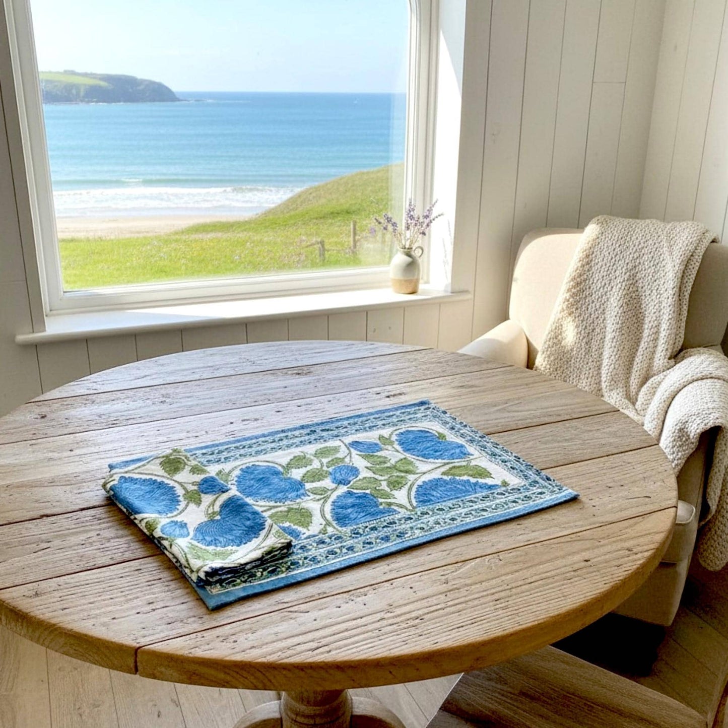 S/4 Hand Block Print Placemat & Napkin