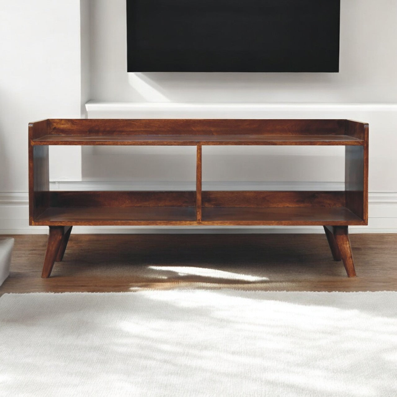 Solid Wood Open-top Chestnut Media Unit