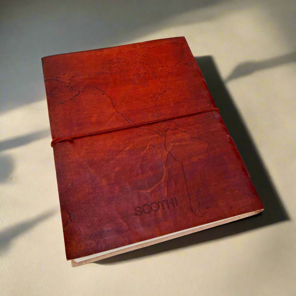 Extra Large World Map Handmade Leather Journal