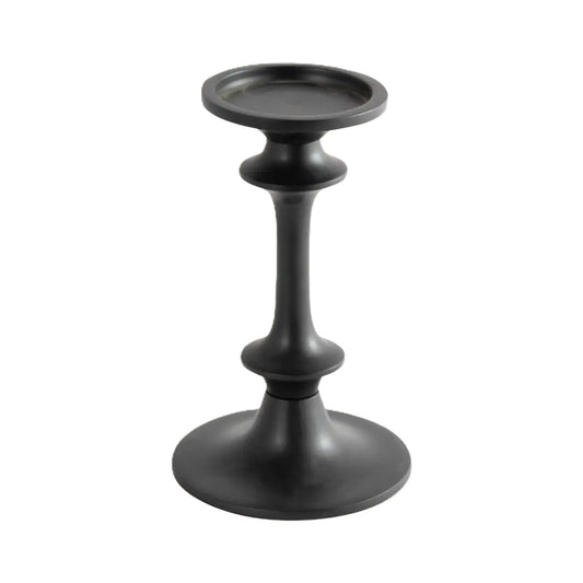 Modern Black Aluminum Candle Holder for Home Decor, 8 Inches