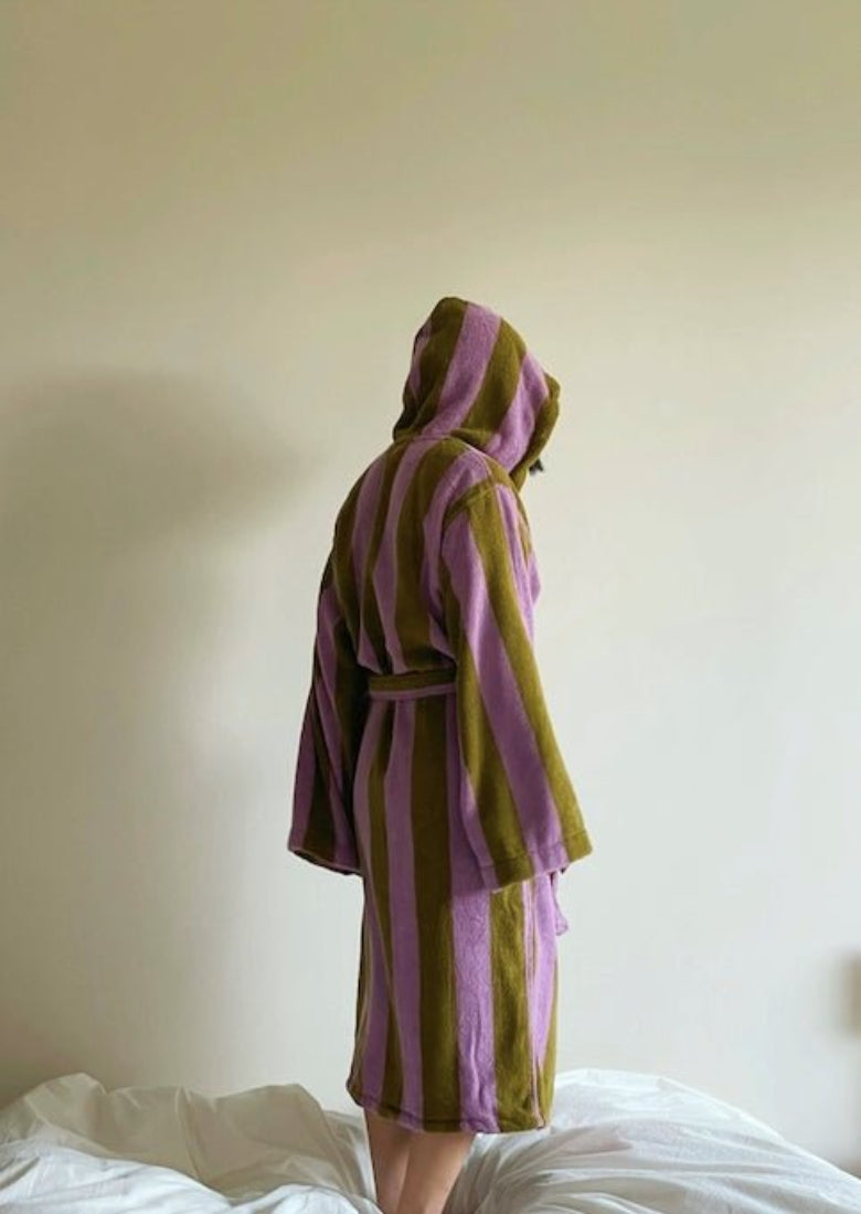 Ultra Soft Retro Whimsical Stripe Bath Robe