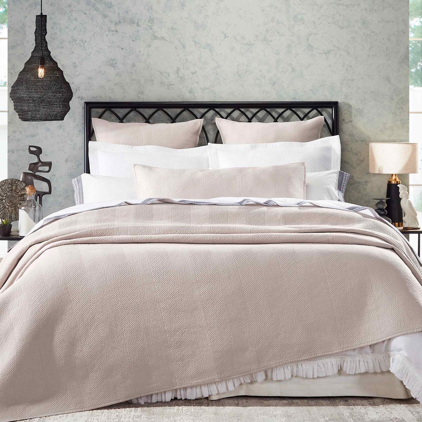 Athena Chevron Quilted Sateen Coverlet - Clearance