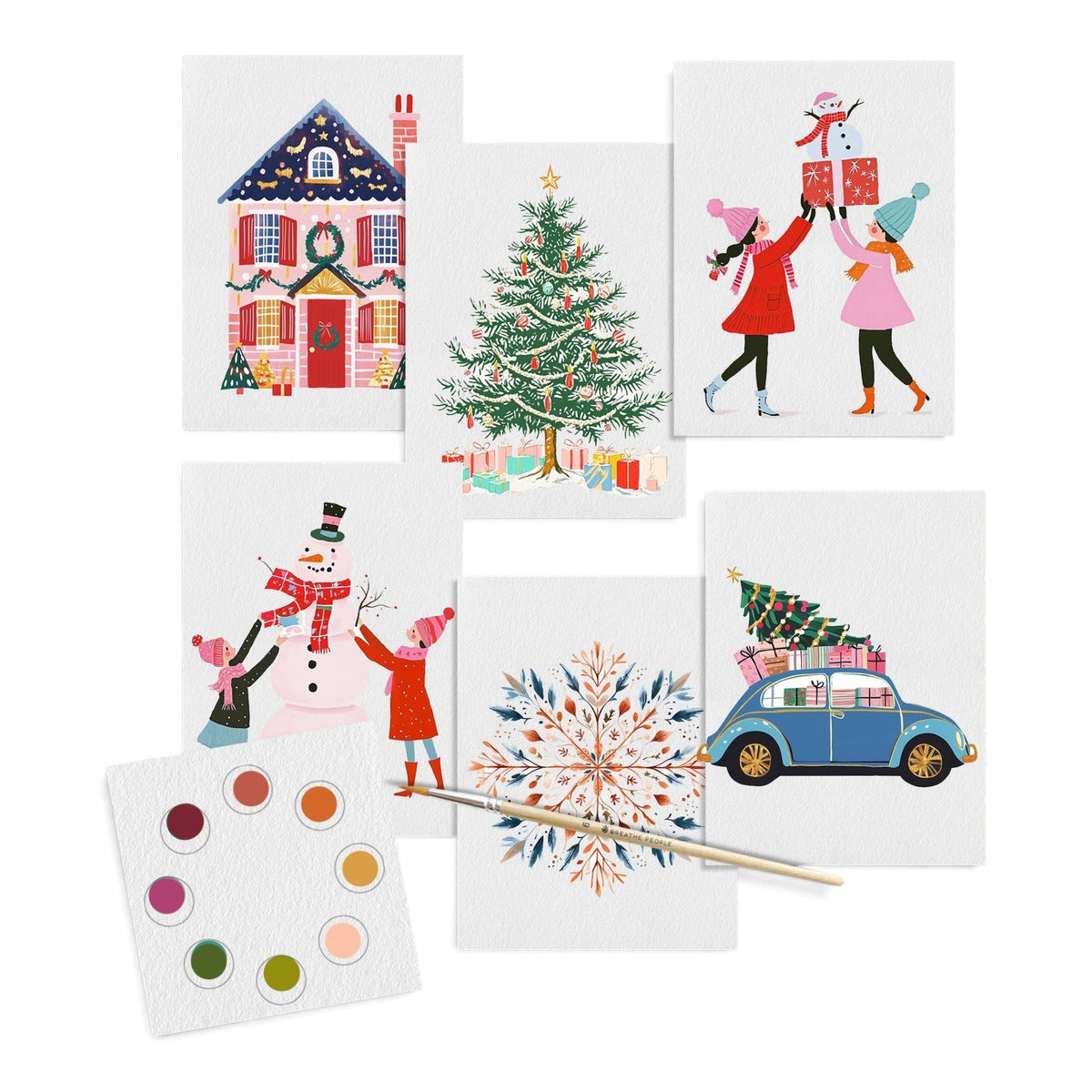 Holiday Festivities: All-in-One Watercolor Art Prints + Postcards