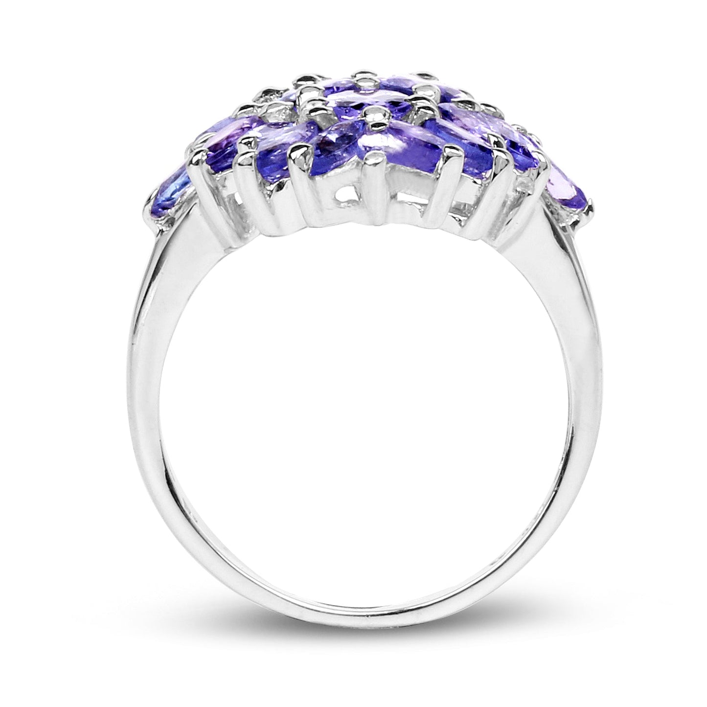 3.40 Carat Genuine Tanzanite .925 Sterling Silver Ring