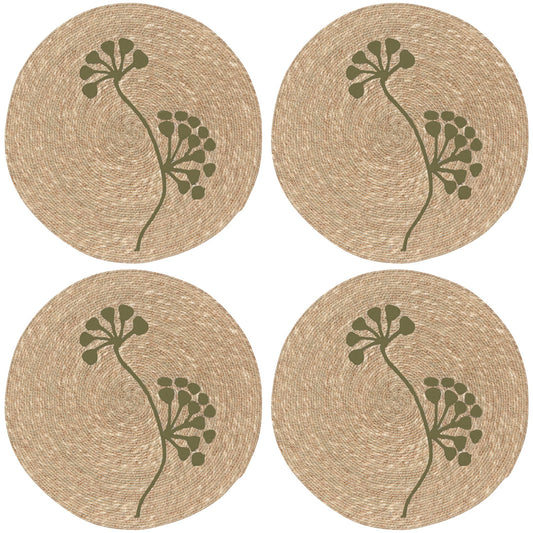 Set of 4 Seagrass Placemats - Flora Olive