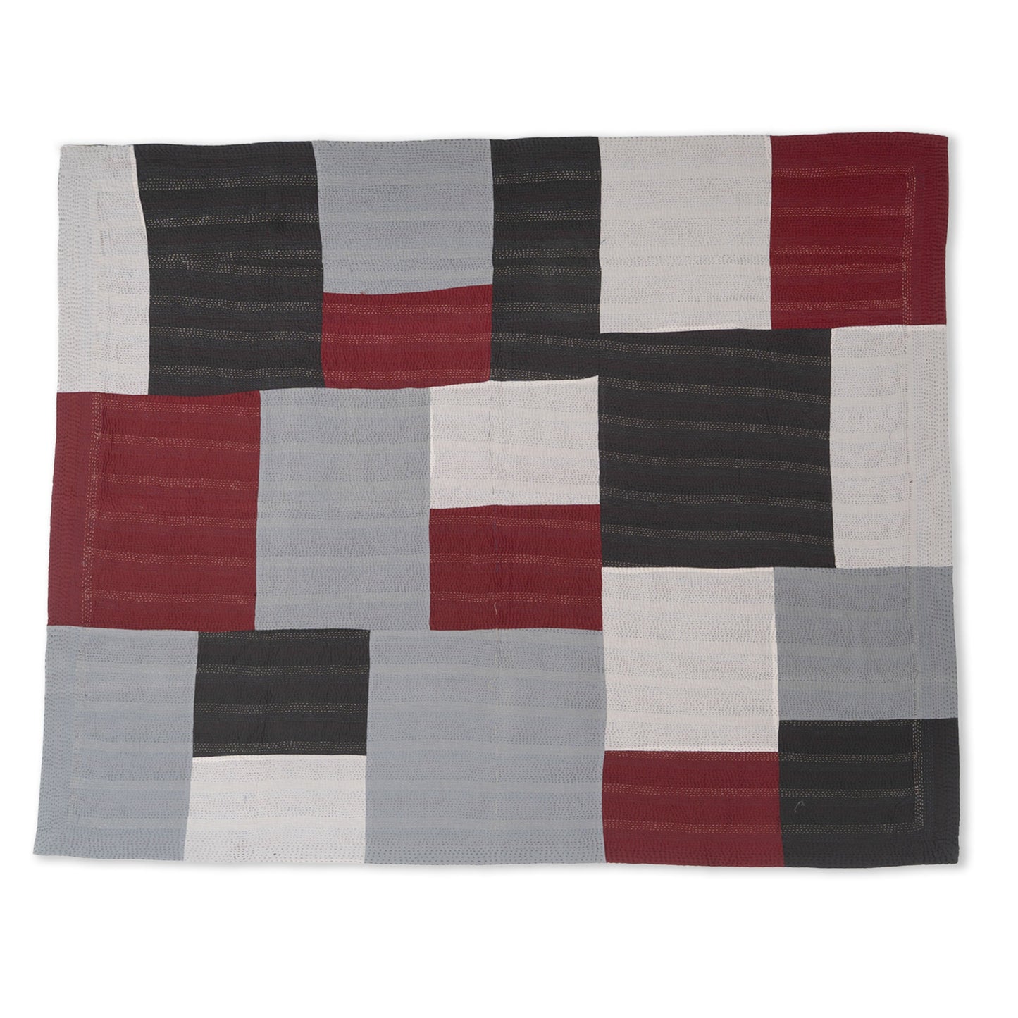 Monotone Ikat  Vintage Kantha Throw - Monotone Red