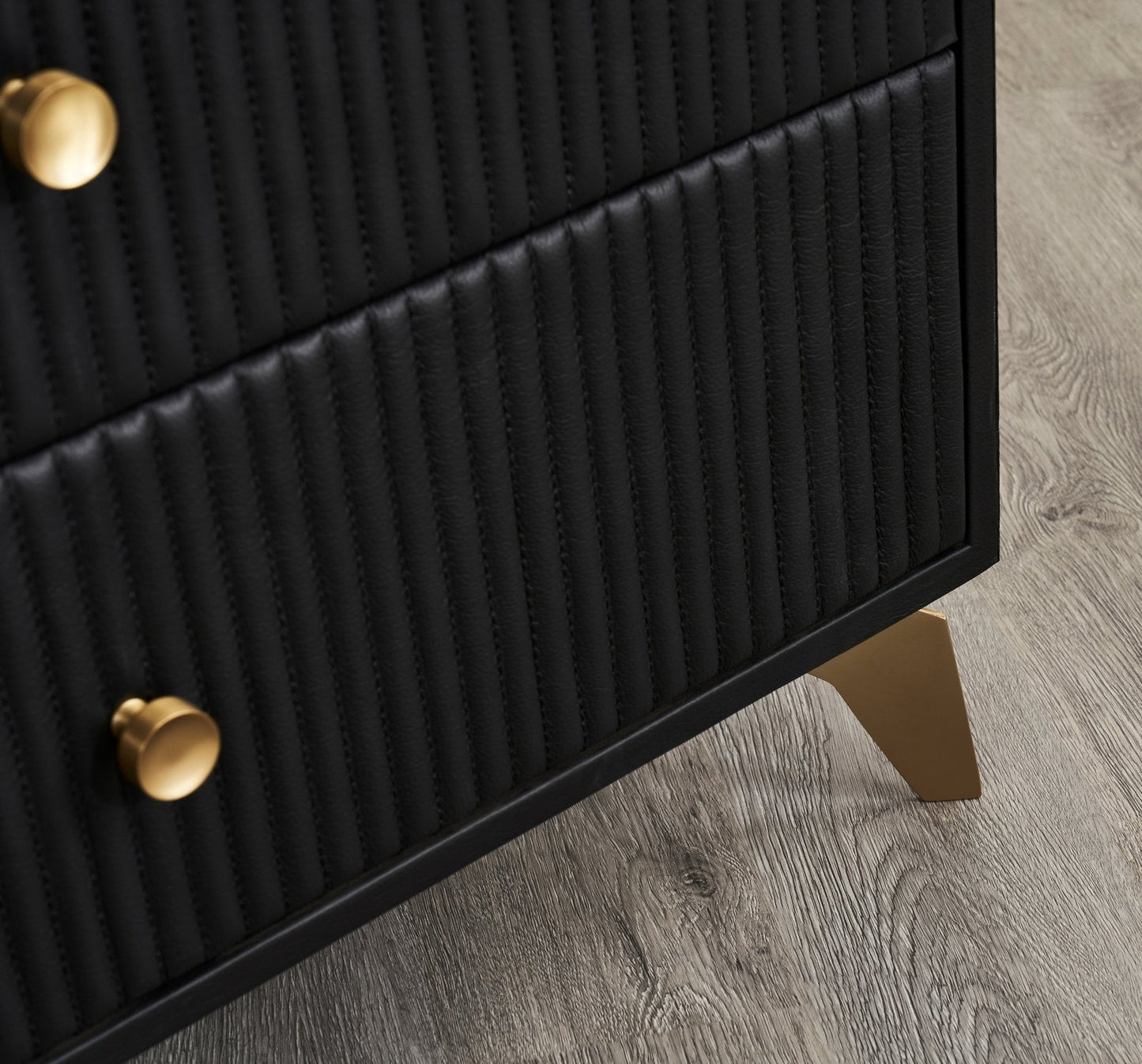 Stanford Three Drawer Leather Side Table