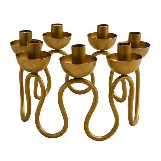 Raíz Studio Vine Candelabrum – Hand-Cast Gold Metal 7-Light Candle Holder