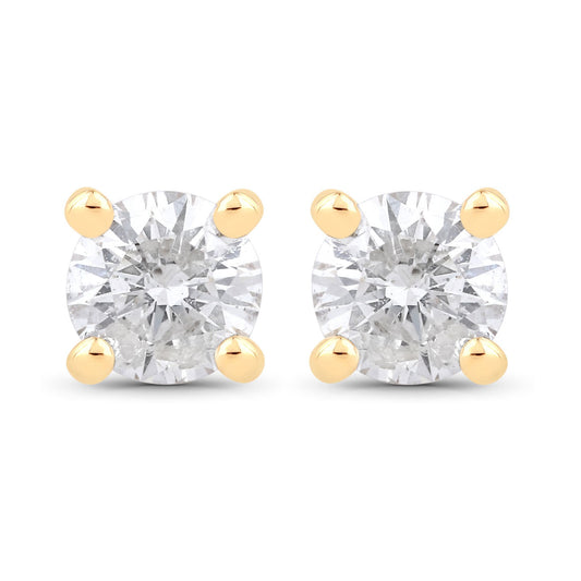 0.23 Carat Genuine White Diamond 10K Yellow Gold Earrings