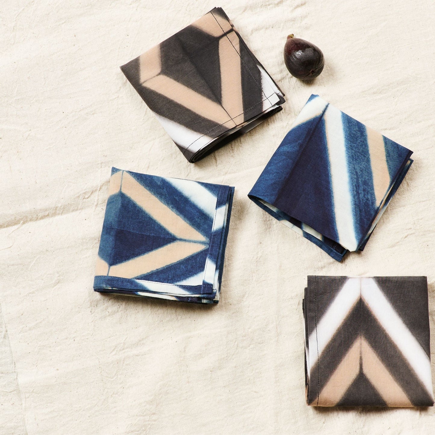 Tisa Indigo Hand Crafted Shibori Print Cotton Table Napkin ( set of  4 )