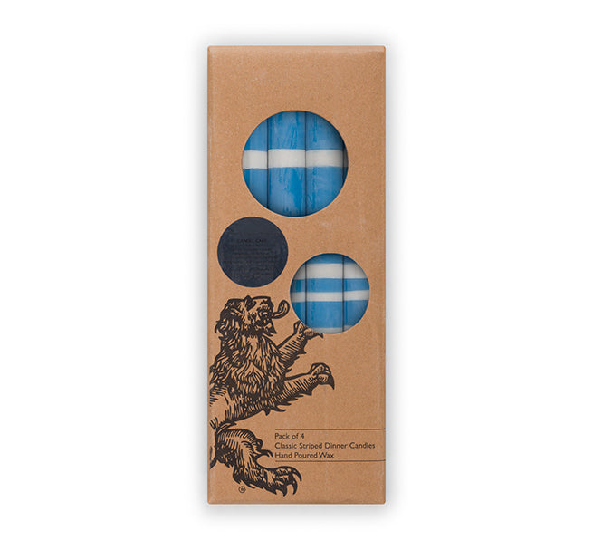 Striped Dinner Candles in Nanking and Gull Grey