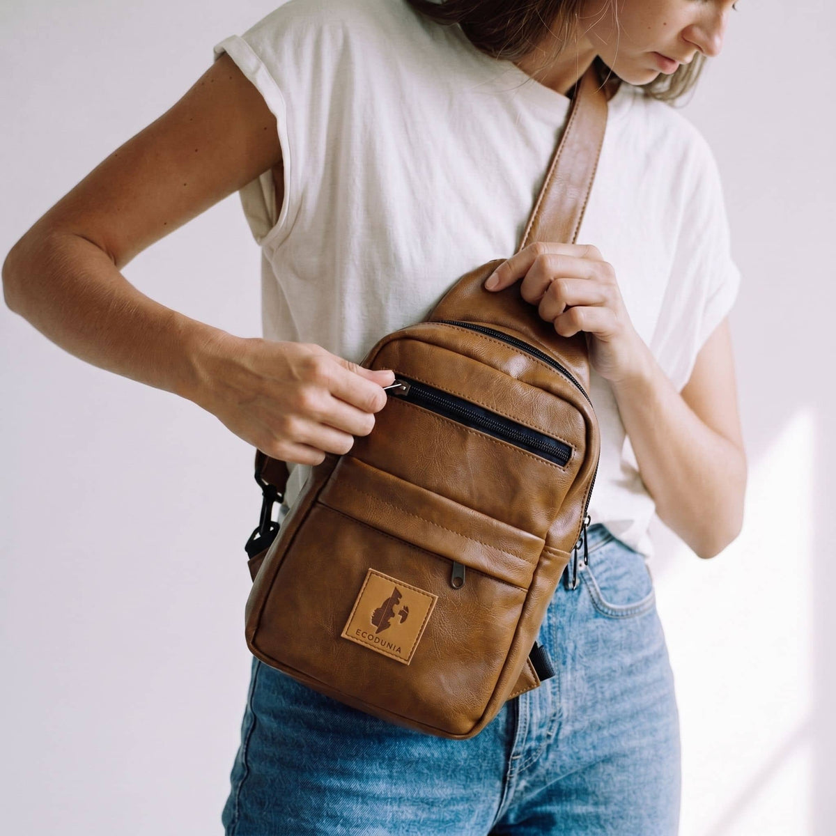 Vegan Leather Crossbody Bag for Women | Umoja Large Sling Bag for Men