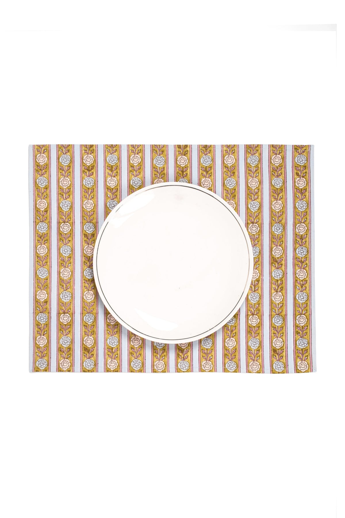 Vintage Floral Stripes Placemat, Set of 2