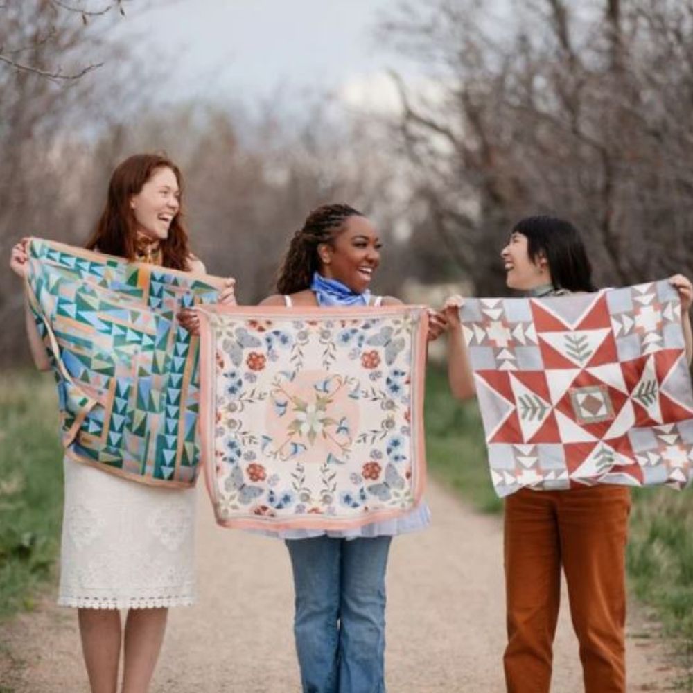 100% Silk Scarf: Columbine - Flowers & Butterflies