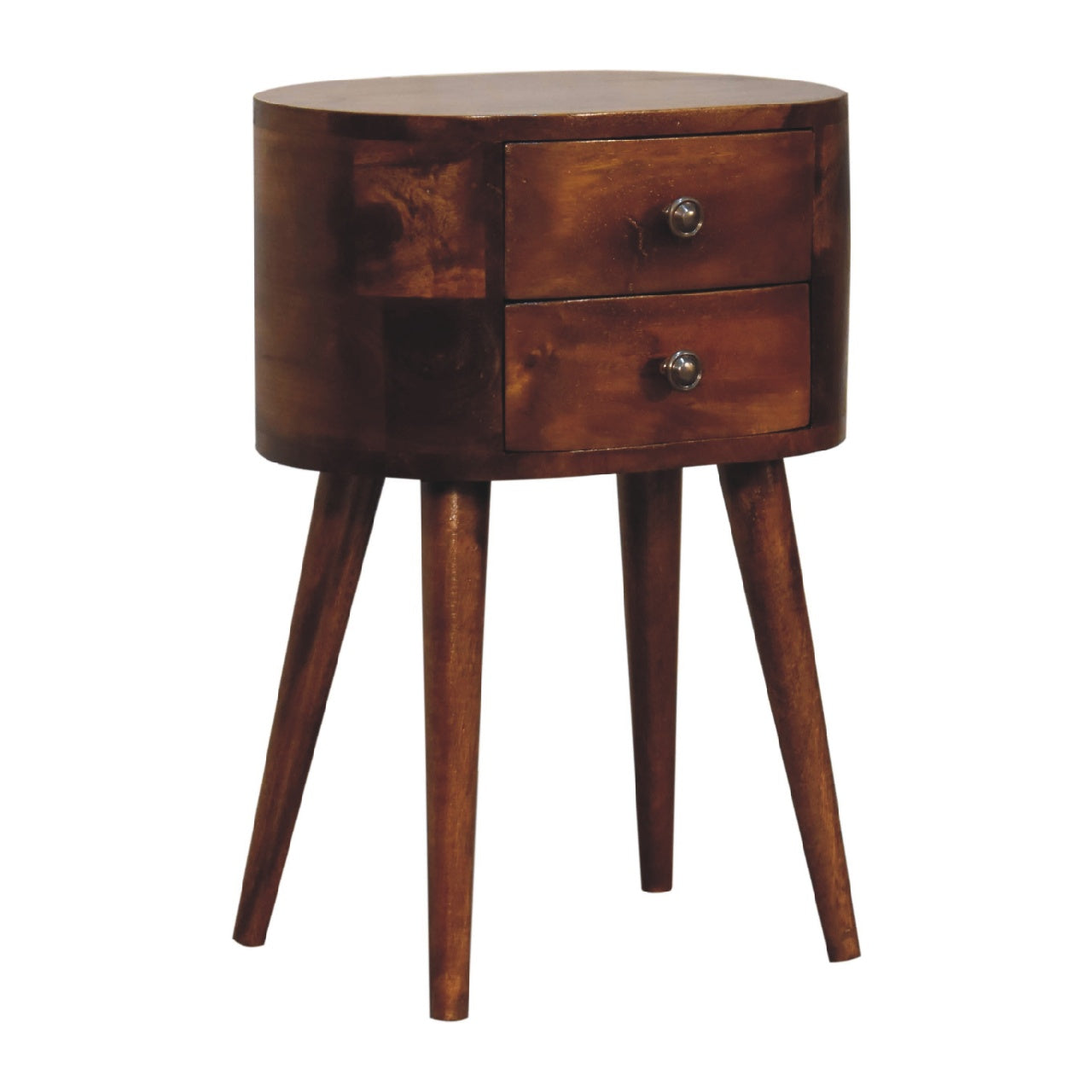 Solid Wood Mini Chestnut Rounded Nightstand