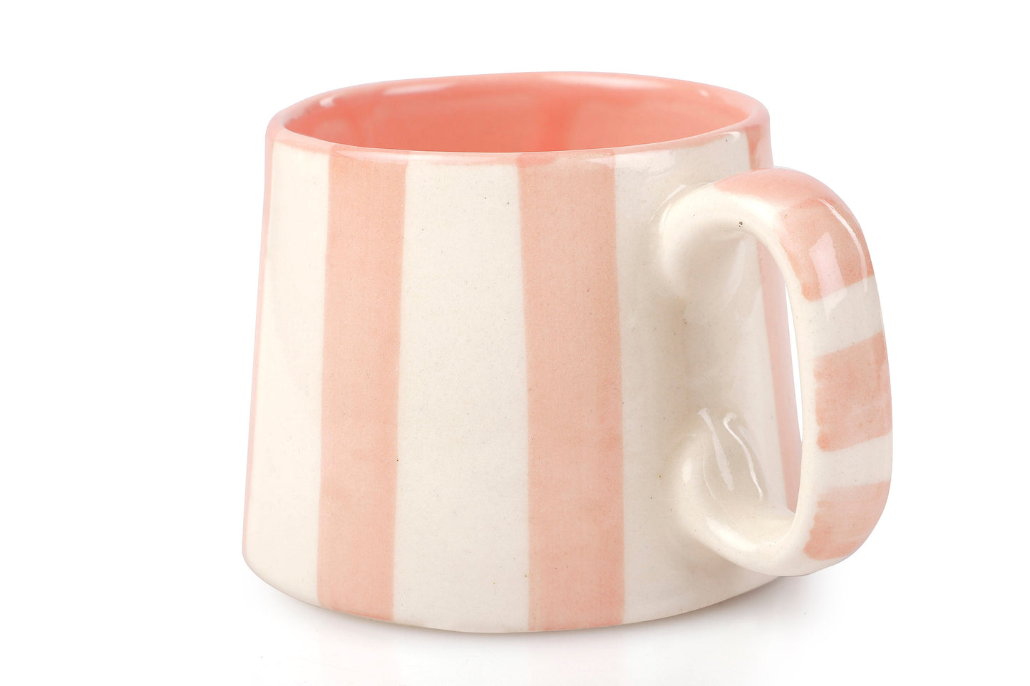 Ceramic Pink Stripe  Coffee cup- 220ml - 3.5 x 2.5 Inches (Set of 4)