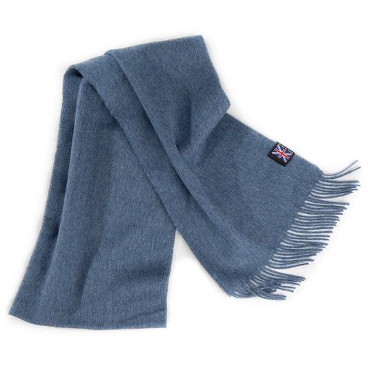 Prince of Scots Fringed Merino Wool Scarf (Oxford Heather Blue) - Osadia Concept Store