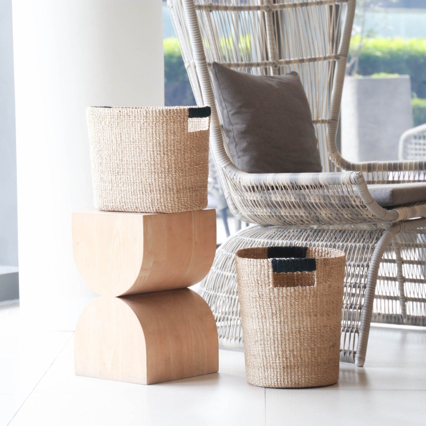 Black Oval Storage Baskets, set of 2 - Modern Baskets | LIKHÂ