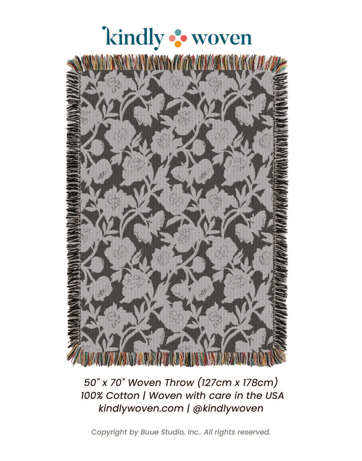 Neutral Floral Jacquard Woven Throw