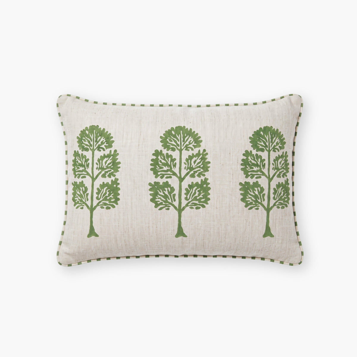 Neera Lumbar Hand-Printed Pillow Cover - Fern Green