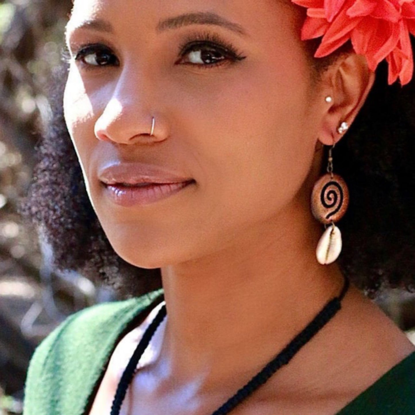 Cowrie Wooden Earrings