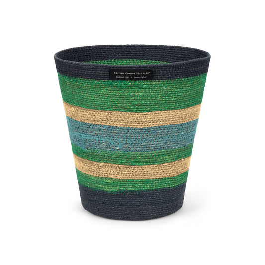 Striped Seagrass Waste Paper Basket in Beryl / Midnight