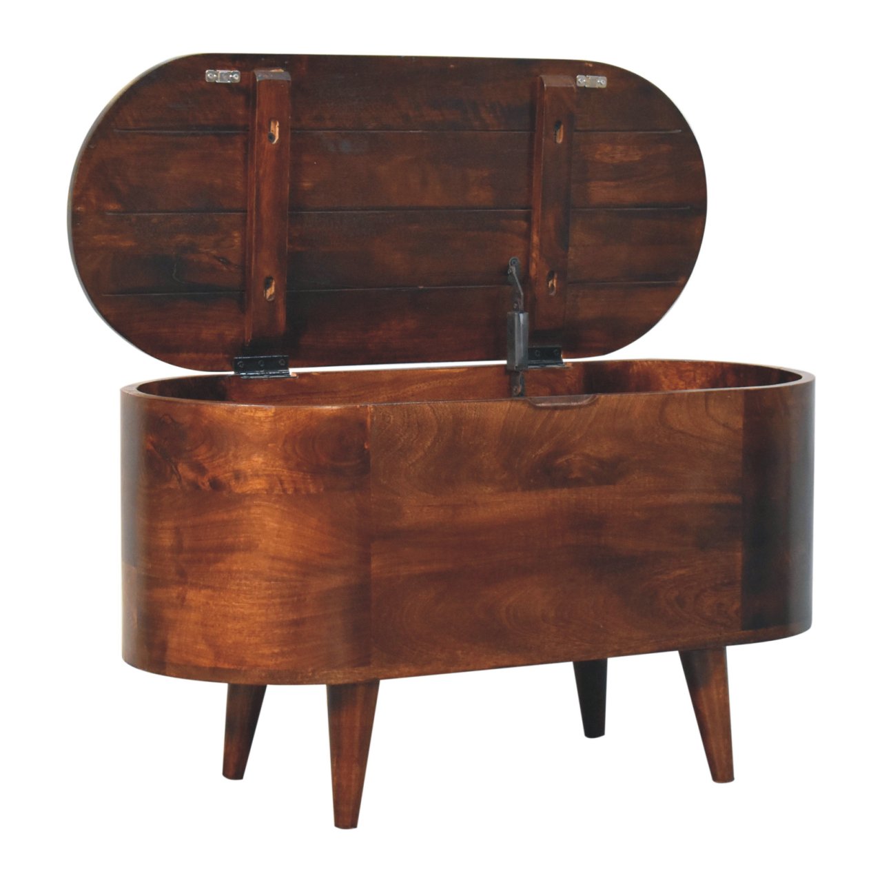 Solid Wood California Walnut Rounded Lid-Up Blanket Box