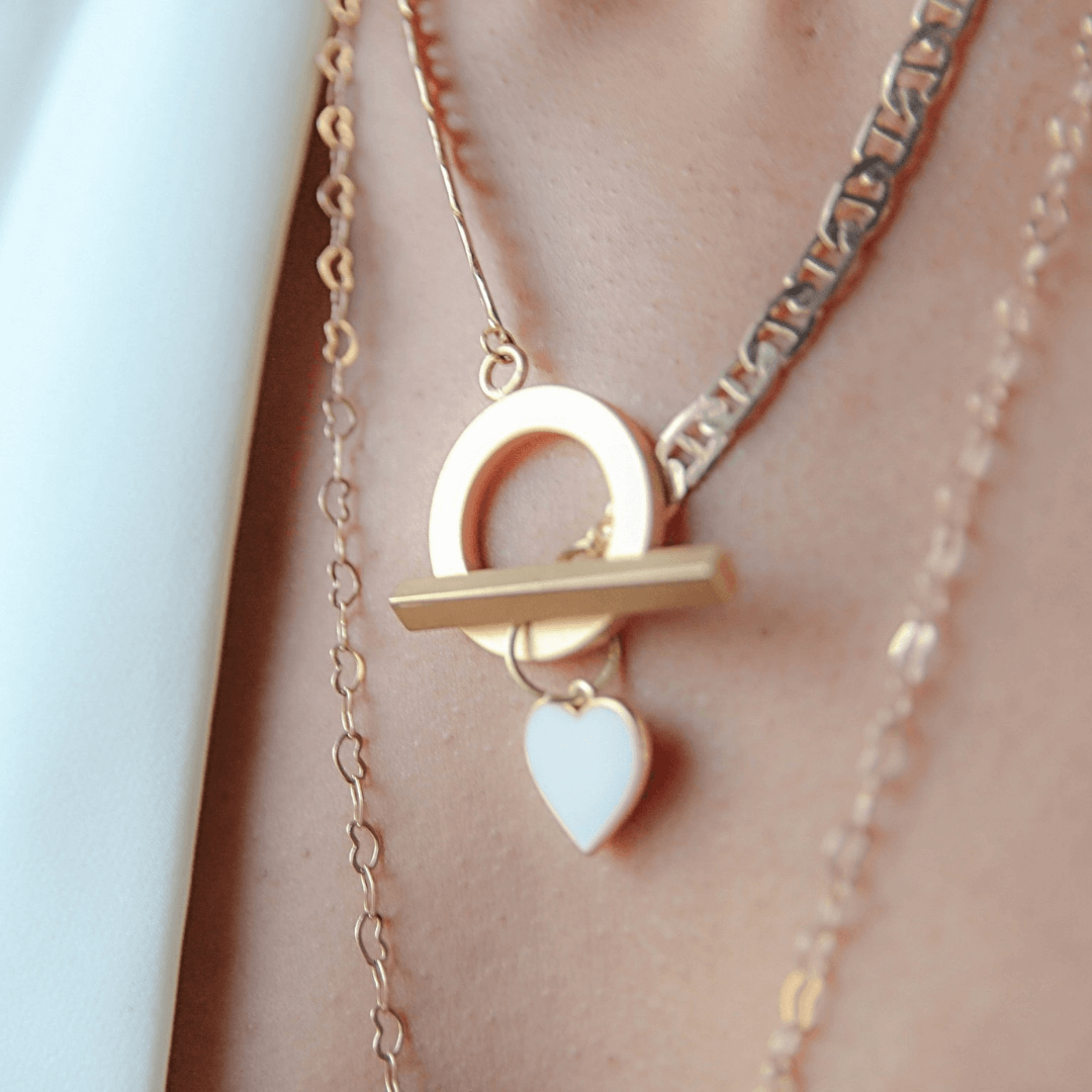 Gold Crush White Heart Necklace | 18k Gold | Nickel-Free