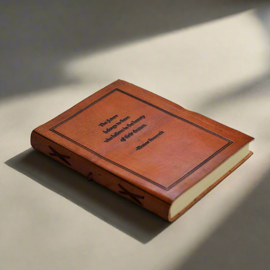The Future Belongs Eleanor Roosevelt Quote Leather Journal