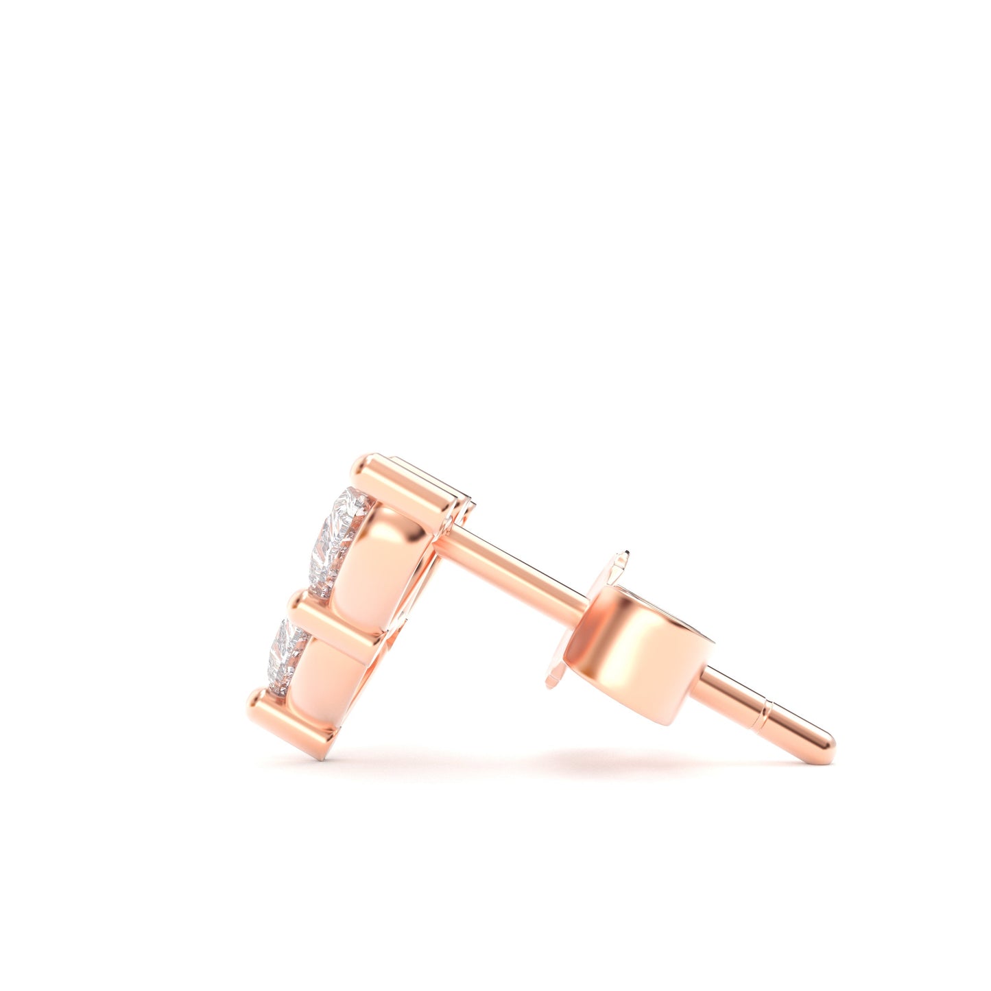 Story of Three Hearts Lab Grown Diamond Heart Stud Earrings Rose Gold
