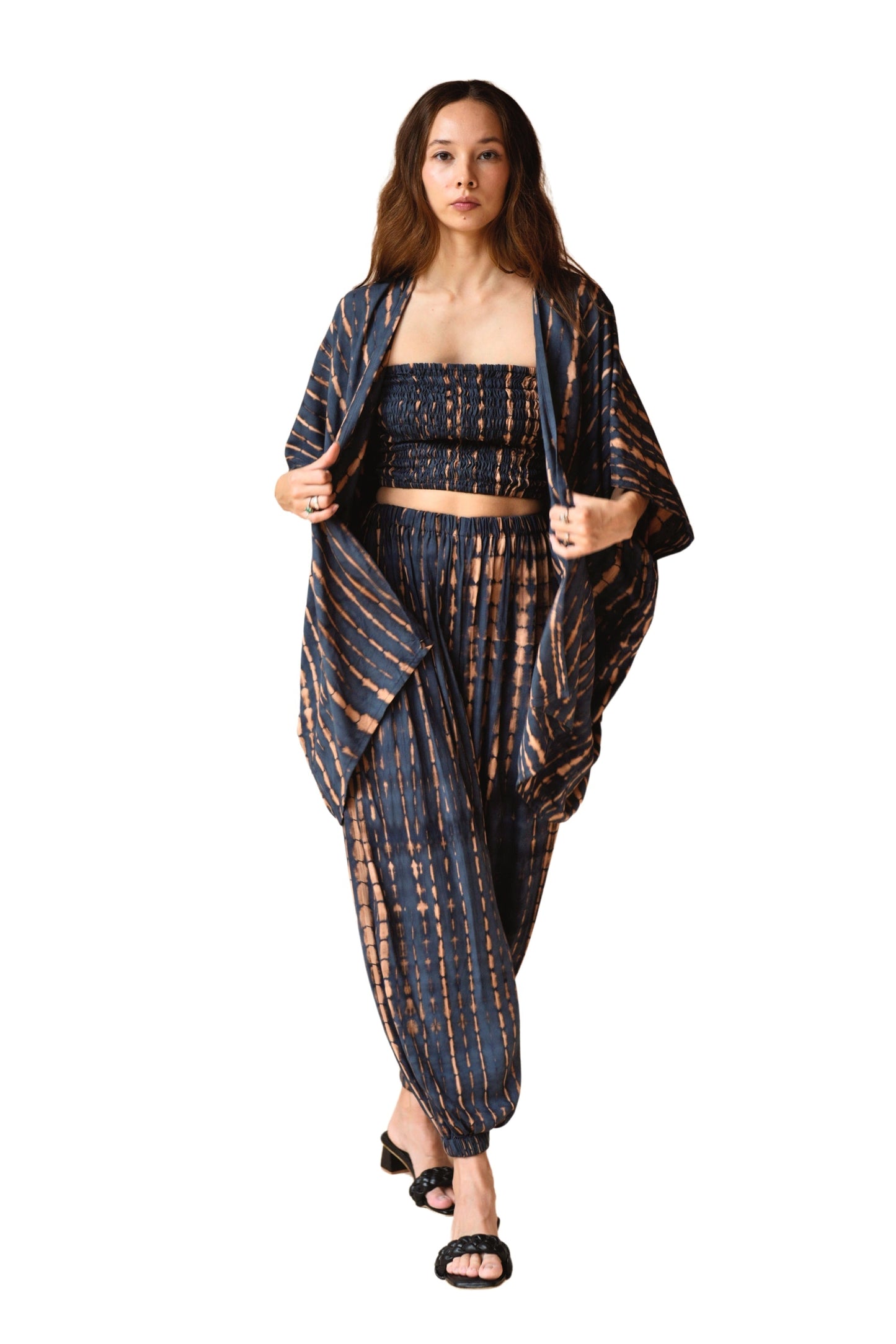 Angela Short Kimono Duster in Deep Sea Blue