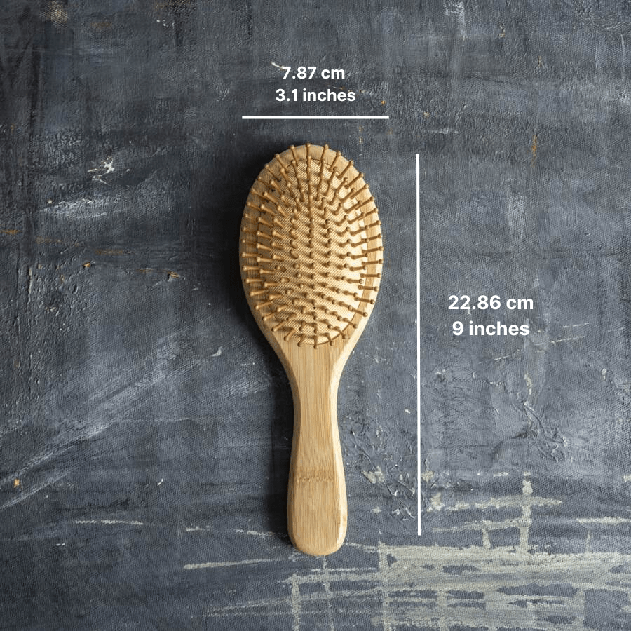 Bamboo Hair Brush with Bamboo Pins — Eco Detangling & Scalp Massage