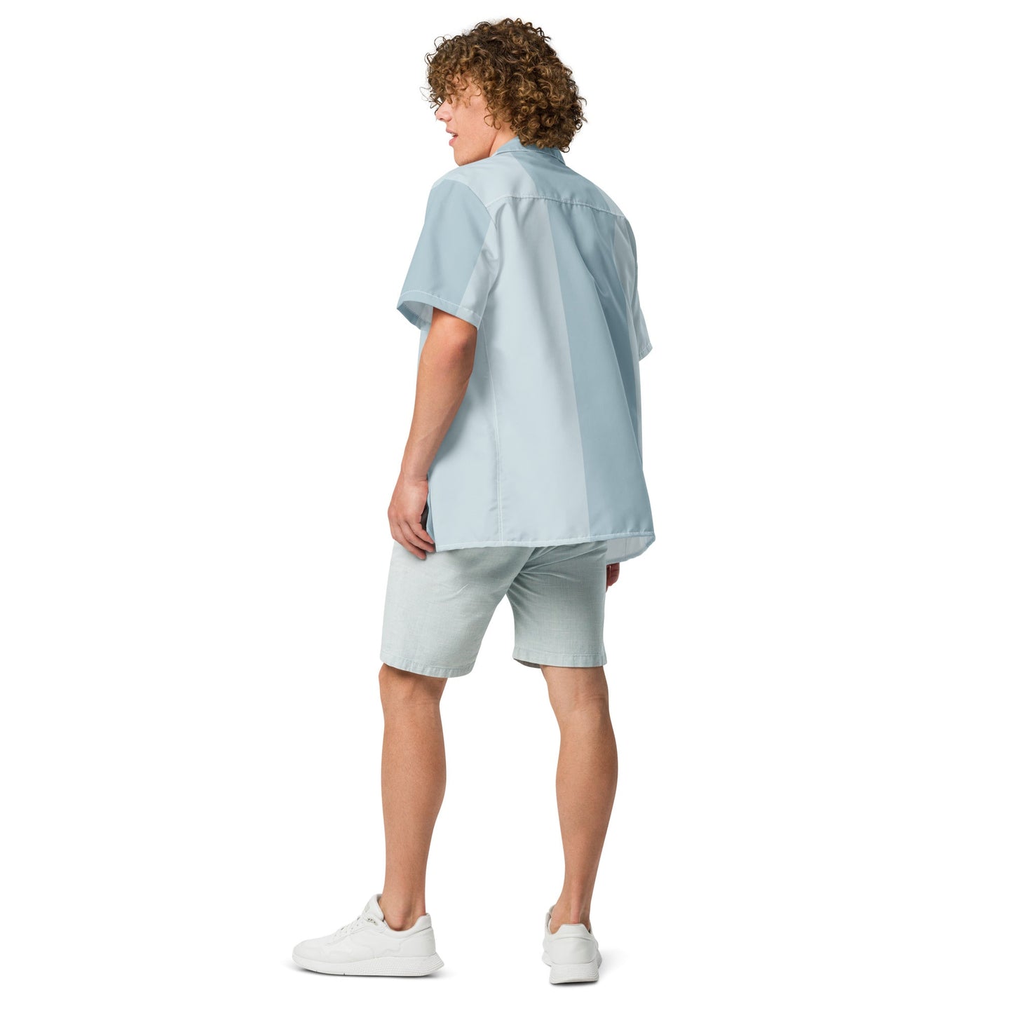 Mako Blue & Gray Button Down Camp Shirt