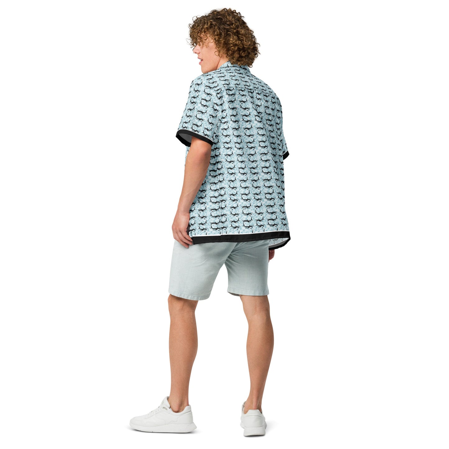 Shark Frenzy Button Down Hawaiian Shirt