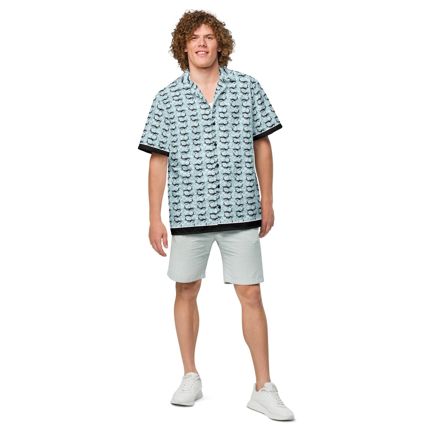 Shark Frenzy Button Down Hawaiian Shirt