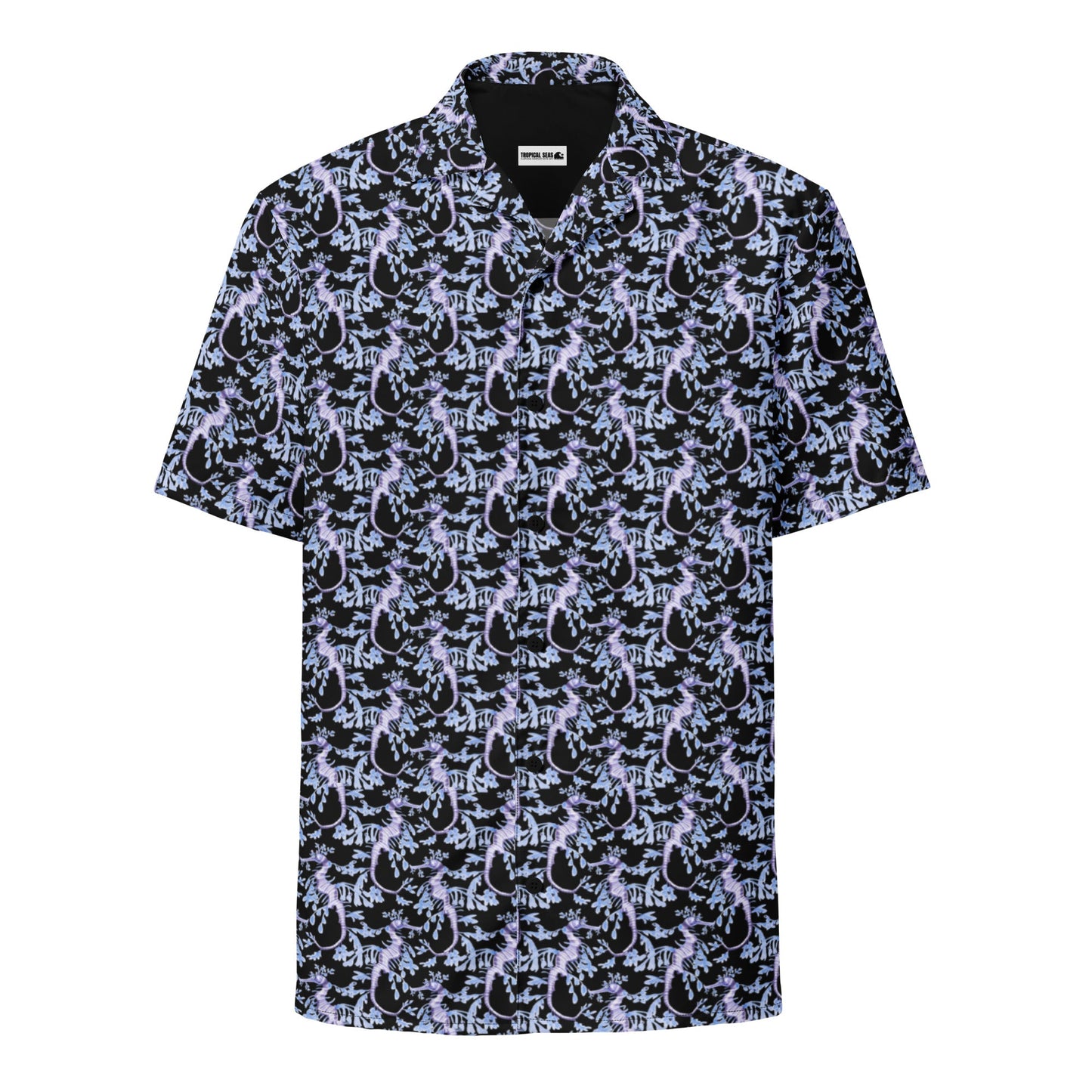 Dark Tide Tropical Black Hawaiian Shirt – Summer Ocean Button-Down