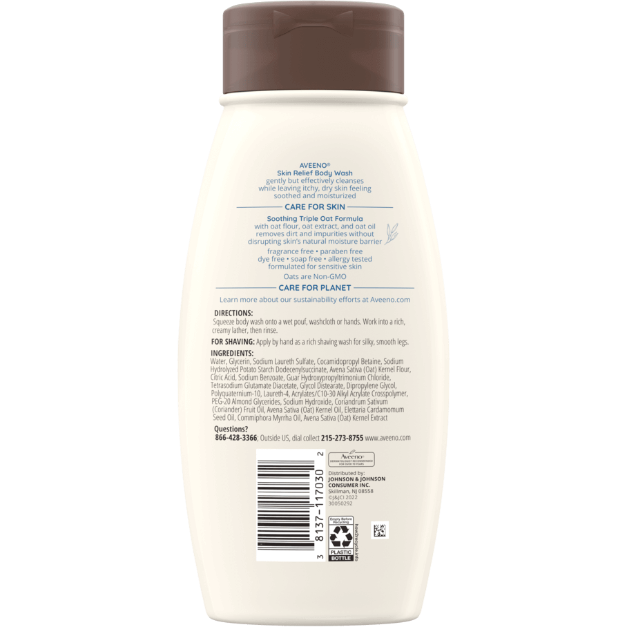 Aveeno Active Naturals Body Wash, Skin Relief, Fragrance Free - 18 fl oz
