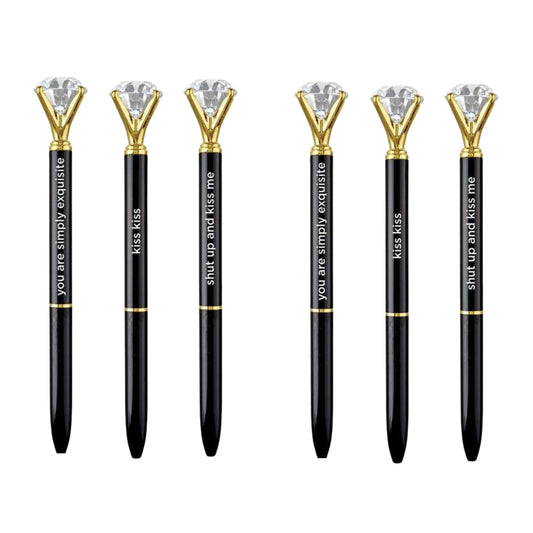 Shut Up And Kiss Me Black Gem Pen Set of 6 | Giftable Quote Pens