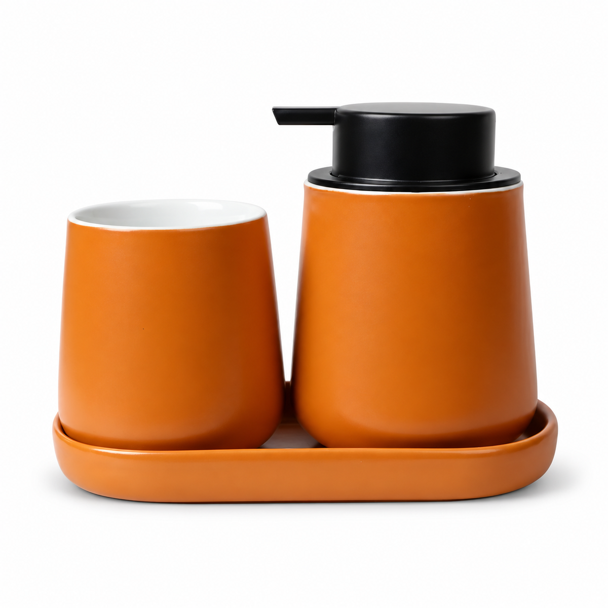 BosilunLife Nordic Bath Foaming Bathroom Set 3-Piece Orange Recycled RebornClay™