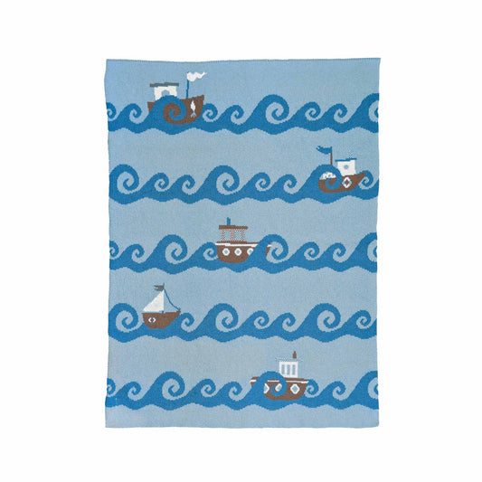 Baby Boats - Cotton Knit Coastal Blanket