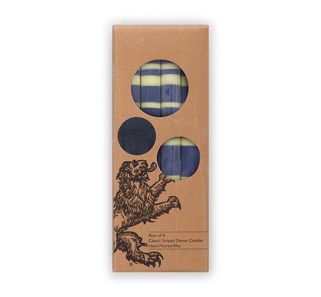 Striped Dinner Candles in Midnight and Jasmine