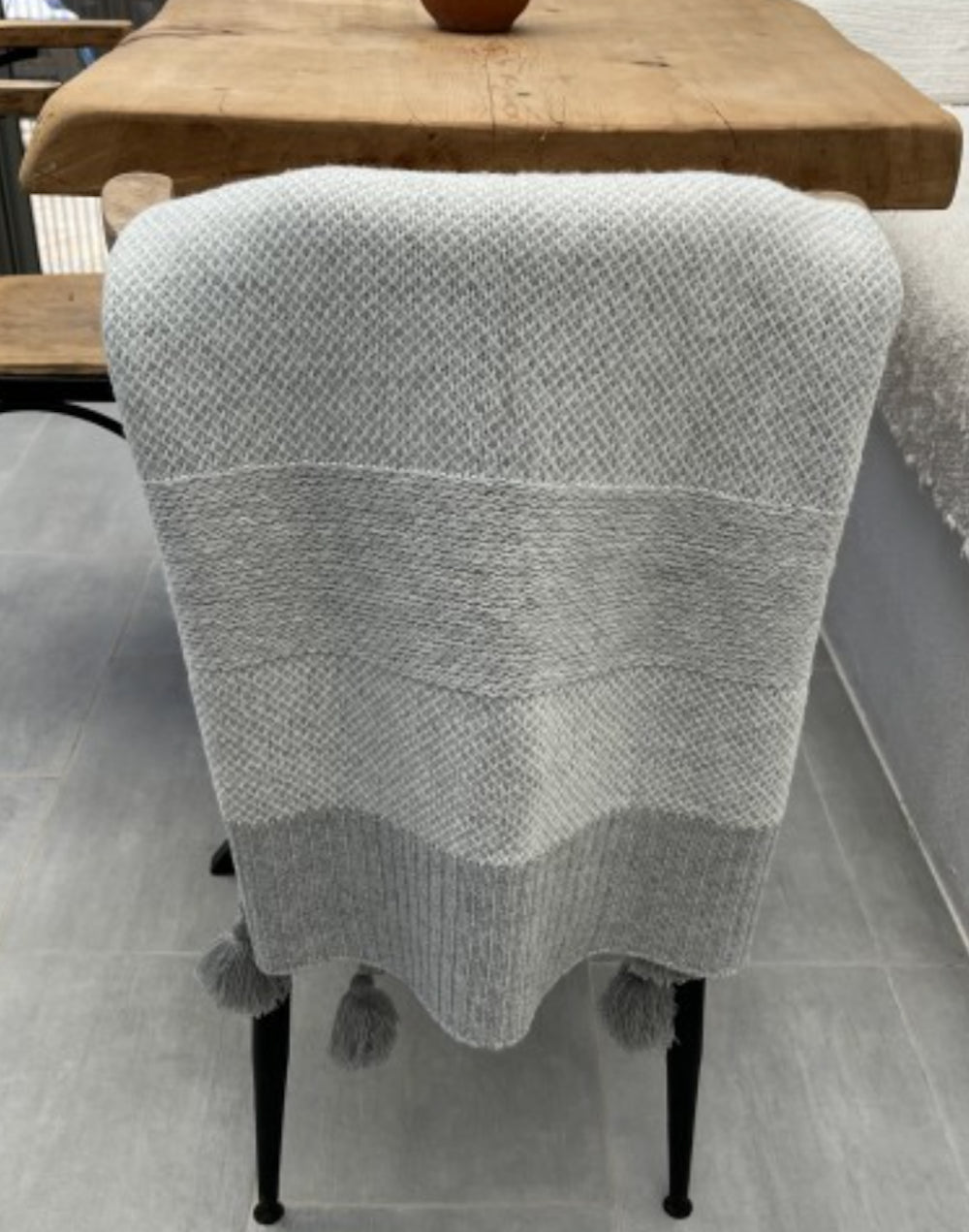 Wool Blended Throw - Grey