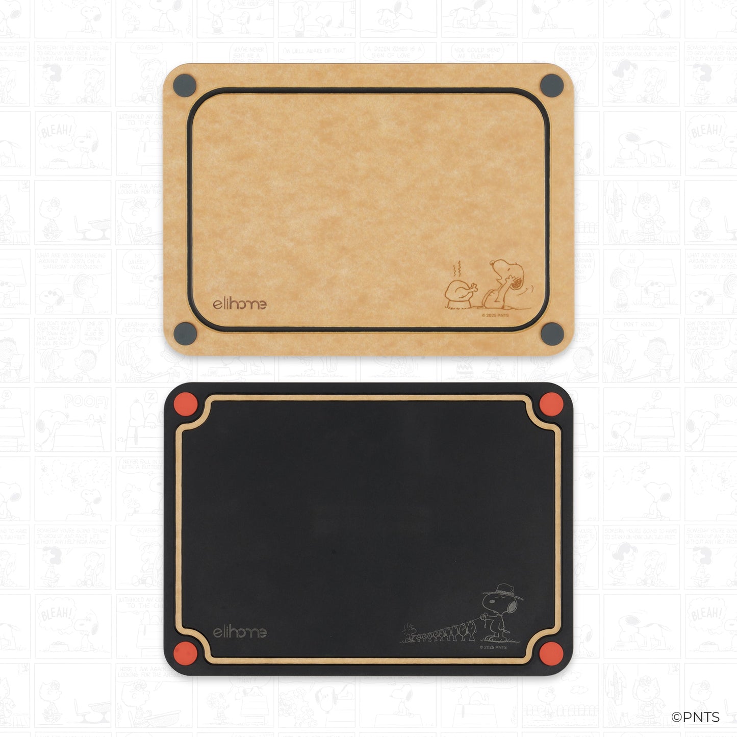 Elihome x Peanuts  4-in-1 Double-Sided Color-Coded Cutting Board Set